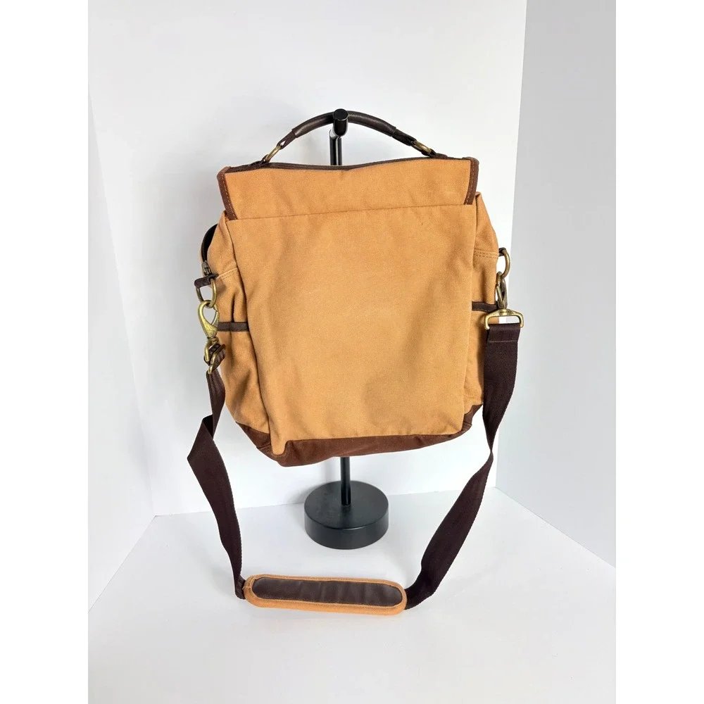 Y2K Vintage Eddie Bauer Tan & Brown Canvas Messenger Luggage Bag Gorpcore Travel